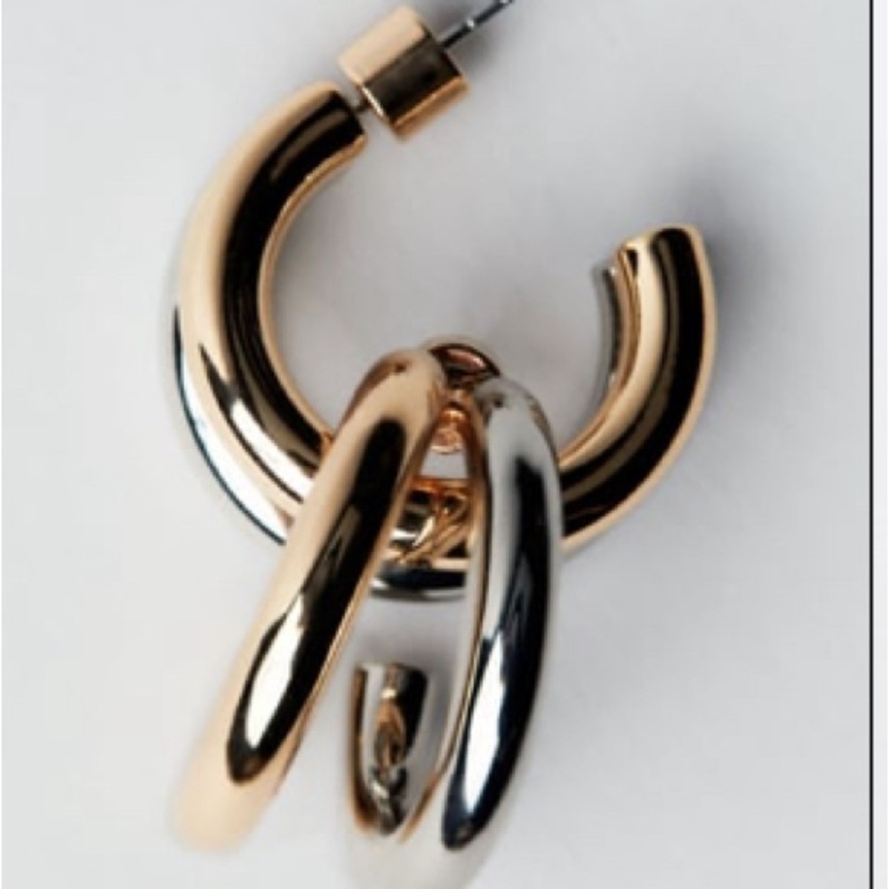 ZARA Double Hoop two tone Earrings